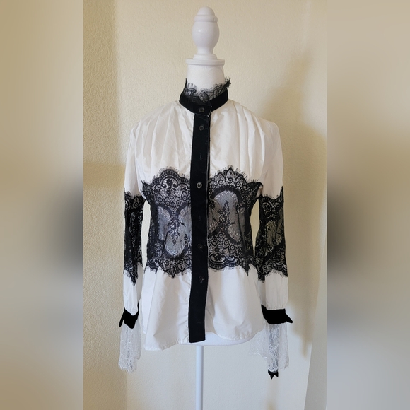 Beulah Style Coquette Black Organza Sheer Lace, Size Medium - Picture 2 of 7